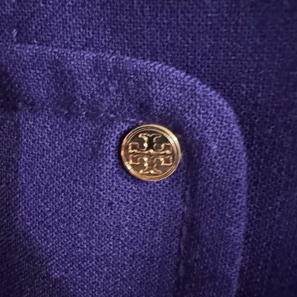 Tory Burch Petra Double-Crepe Sleeveless Sheath Wool Blend Dress Purple Size 8